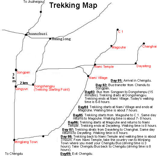 Songpan Horse Trek Map