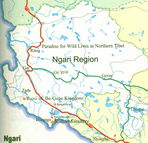Ngari Map, Tibet