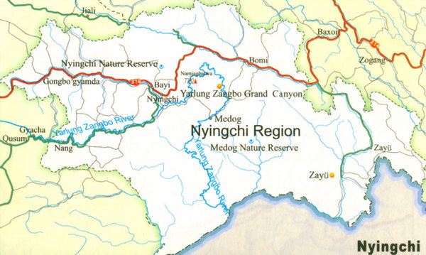Nyingchi Map, Tibet