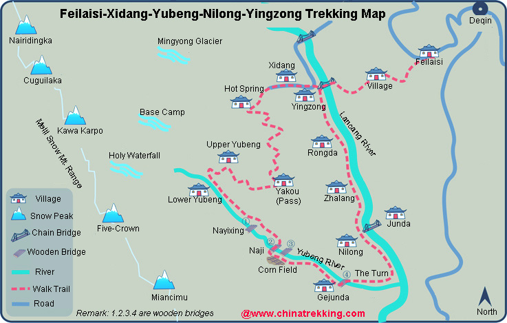 Feilaisi-Yubeng Trekking Map